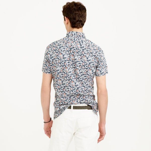 Secret Wash Short-Sleve Popover Shirt in Coastline Navy Floral