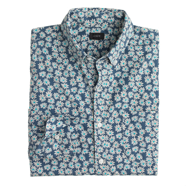 Slim Secret Wash Shirt in Seawater Floral