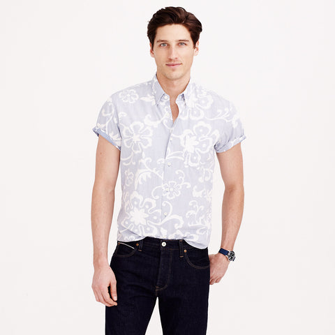 Secret Wash Short-Sleeve Shirt in Blue Jasmine Floral