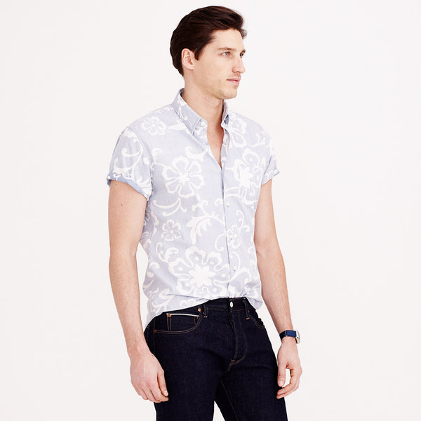 Secret Wash Short-Sleeve Shirt in Blue Jasmine Floral