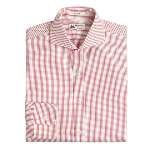 Thomas Mason for The Crew Ludlow Cutaway Collar Shirt in Red Check