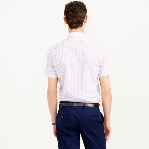 Short-Sleeve Ludlow Shirt in Violet Gingham