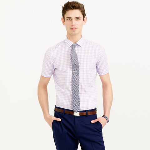 Short-Sleeve Ludlow Shirt in Violet Gingham