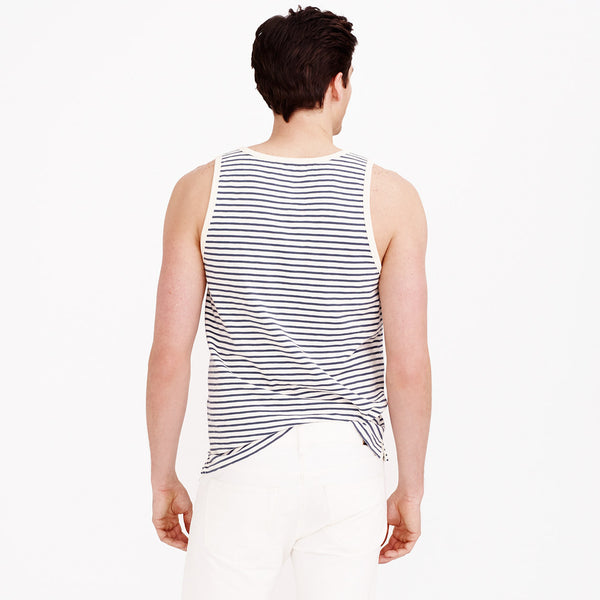 Textured Cotton Tank Top in Washed Sand Stripe