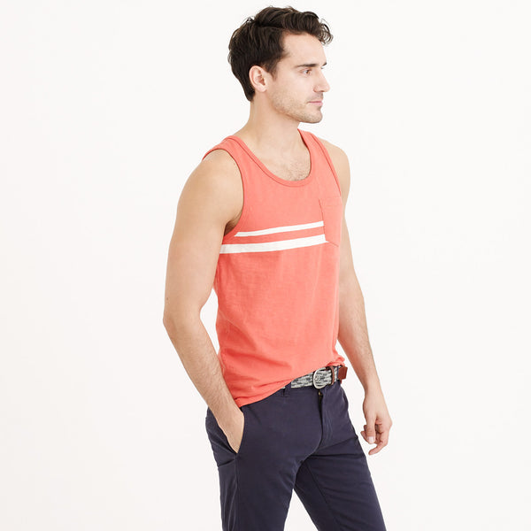 Textured Cotton Tank Top in Double Stripe