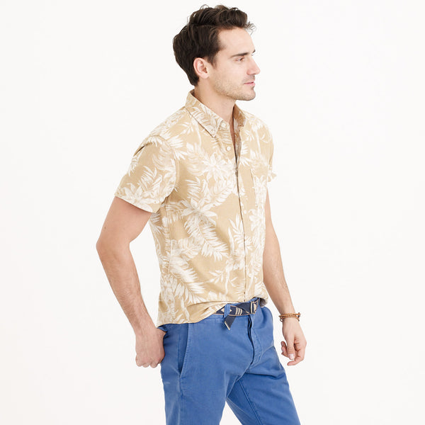 Wallace & Barnes Short-Sleeve Floral Jacquard Shirt