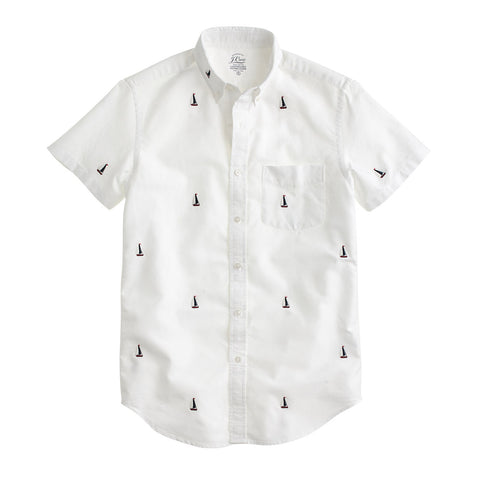 Lightweight Vintage Oxford Shirt with Embroidered Sails